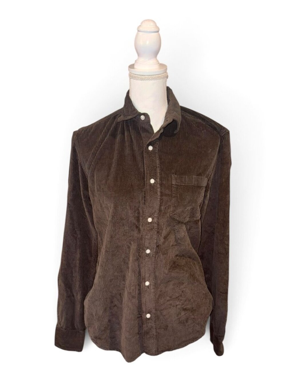 Frank & Eileen Corduroy Long Sleeve Button-Down Shirt Brown Size XXS oversized